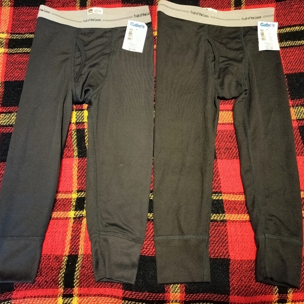 NWT: "Little Heroes" Fruit of the Loom Black Thermal Long Underwear. 100% Poly